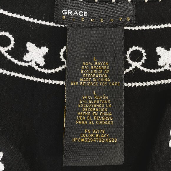GRACE ELEMENTS | Black Floral Embroidery V-Neck Shift Dress | Size L Women's - Picture 10 of 11